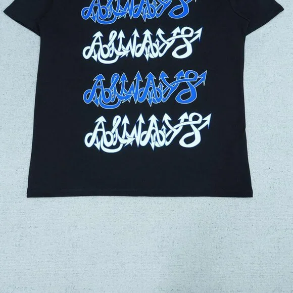 Always Black Graffiti Lettering Short Sleeve T Shirt